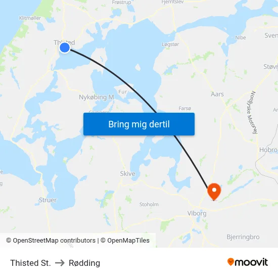 Thisted St. to Rødding map