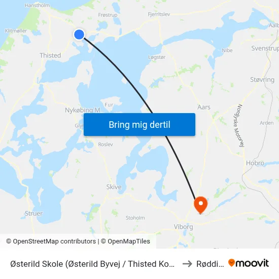 Østerild Skole (Østerild Byvej / Thisted Kommune) to Rødding map