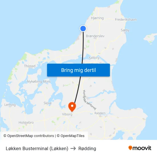 Løkken Busterminal (Løkken) to Rødding map