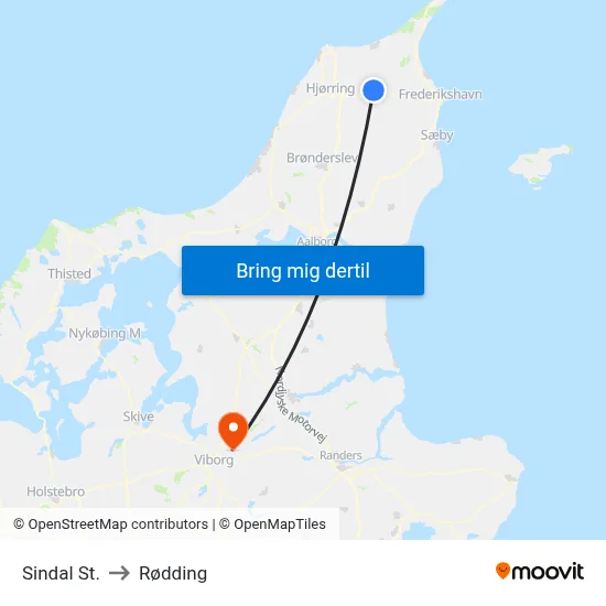 Sindal St. to Rødding map