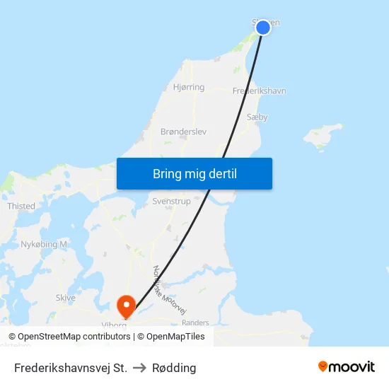 Frederikshavnsvej St. to Rødding map