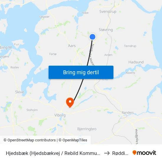 Hjedsbæk (Hjedsbækvej / Rebild Kommune) to Rødding map