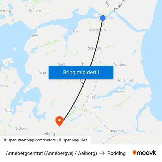 Annebergcentret (Annebergvej / Aalborg) to Rødding map