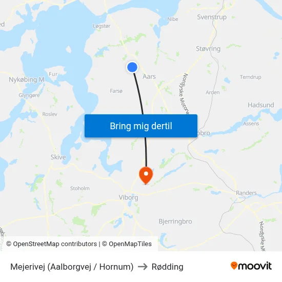 Mejerivej  (Aalborgvej / Hornum) to Rødding map