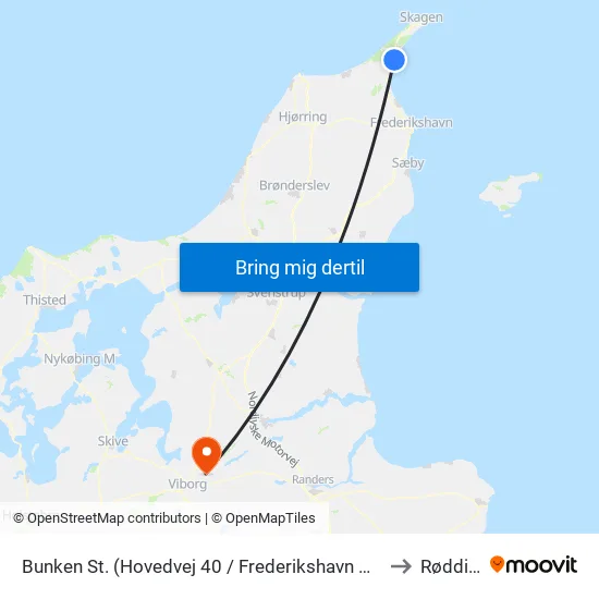 Bunken St. (Hovedvej 40 / Frederikshavn Komm.) to Rødding map