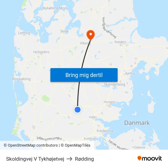 Skoldingvej V Tykhøjetvej to Rødding map