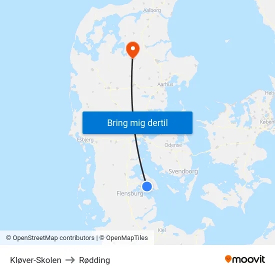 Kløver-Skolen to Rødding map