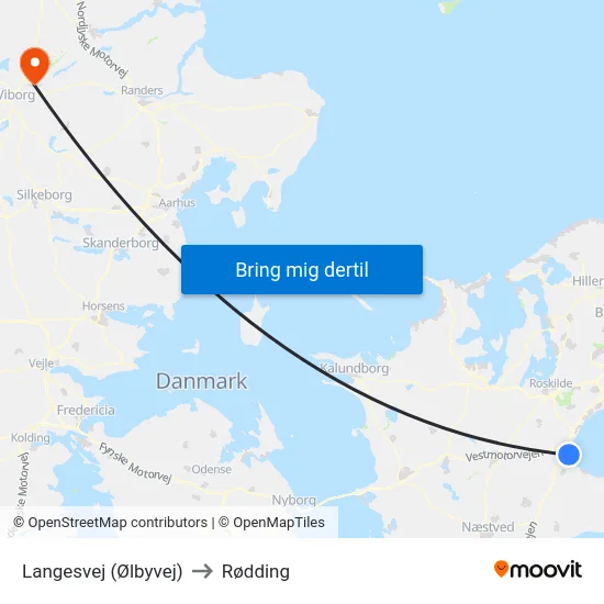 Langesvej (Ølbyvej) to Rødding map