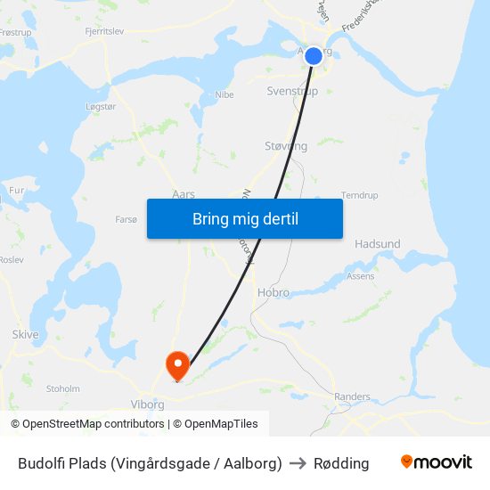 Budolfi Plads (Vingårdsgade / Aalborg) to Rødding map