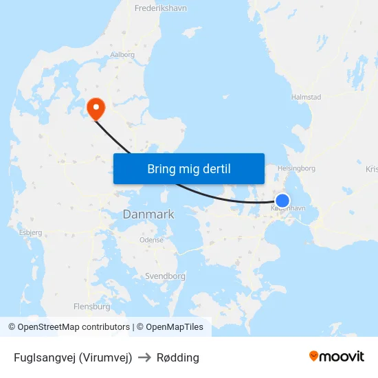 Fuglsangvej (Virumvej) to Rødding map