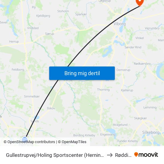 Gullestrupvej/Holing Sportscenter (Herning Kom) to Rødding map