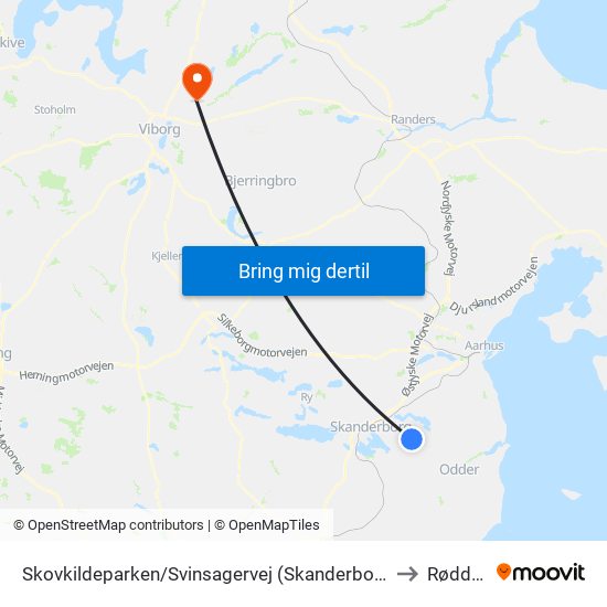 Skovkildeparken/Svinsagervej (Skanderborg Kom) to Rødding map