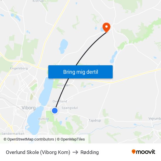 Overlund Skole (Viborg Kom) to Rødding map