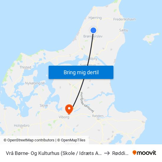 Vrå Børne- Og Kulturhus (Skole / Idræts Allé) to Rødding map