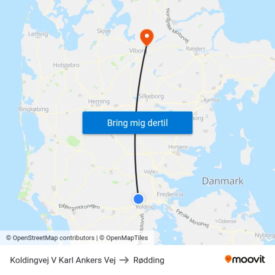 Koldingvej V Karl Ankers Vej to Rødding map