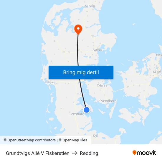 Grundtvigs Allé V Fiskerstien to Rødding map