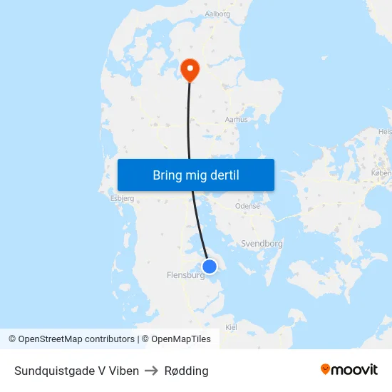 Sundquistgade V Viben to Rødding map