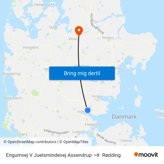 Engumvej V Juelsmindevej Assendrup to Rødding map