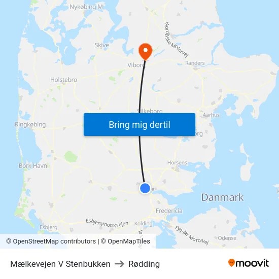 Mælkevejen V Stenbukken to Rødding map