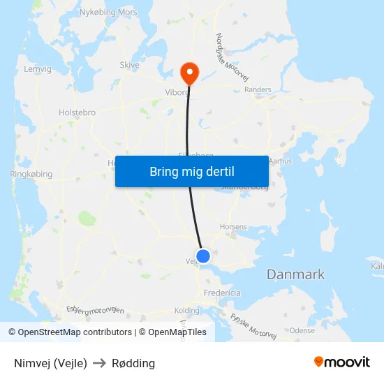 Nimvej (Vejle) to Rødding map