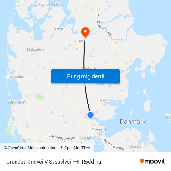 Grundet Ringvej V Sysselvej to Rødding map