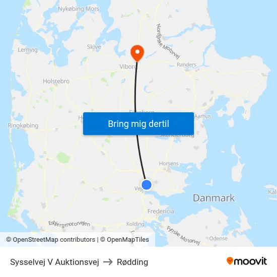 Sysselvej V Auktionsvej to Rødding map