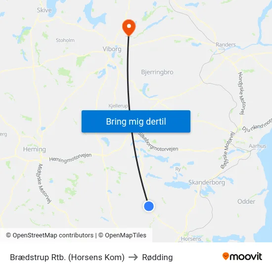 Brædstrup Rtb. (Horsens Kom) to Rødding map