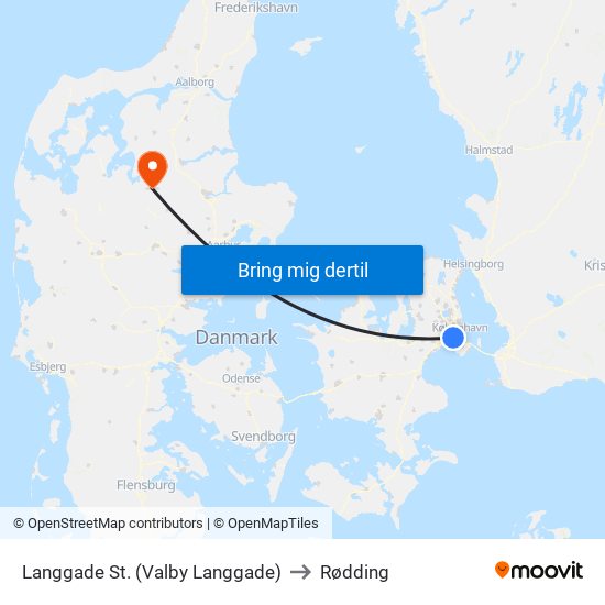 Langgade St. (Valby Langgade) to Rødding map