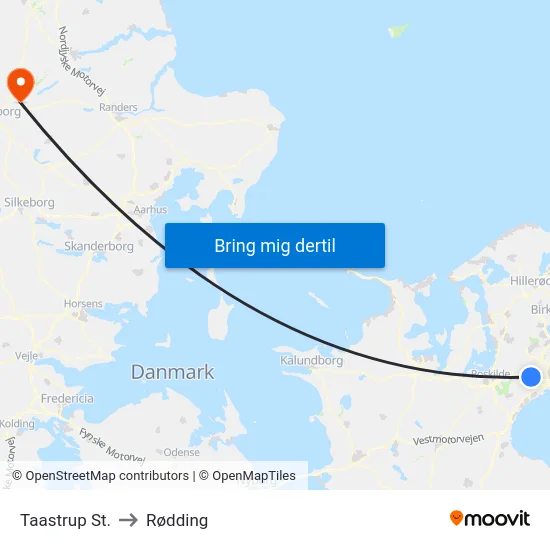 Taastrup St. to Rødding map