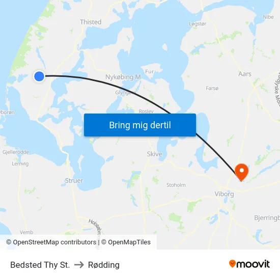 Bedsted Thy St. to Rødding map