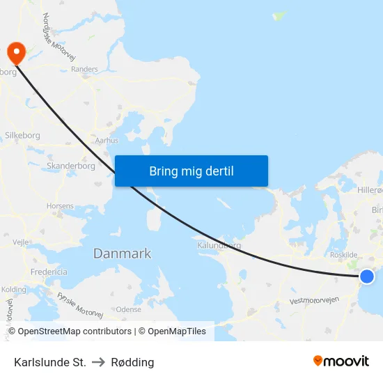 Karlslunde St. to Rødding map