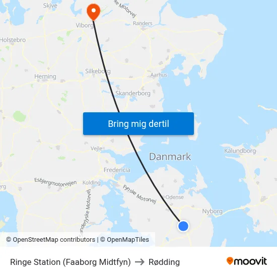 Ringe Station (Faaborg Midtfyn) to Rødding map
