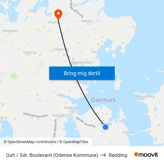 Ouh / Sdr. Boulevard (Odense Kommune) to Rødding map