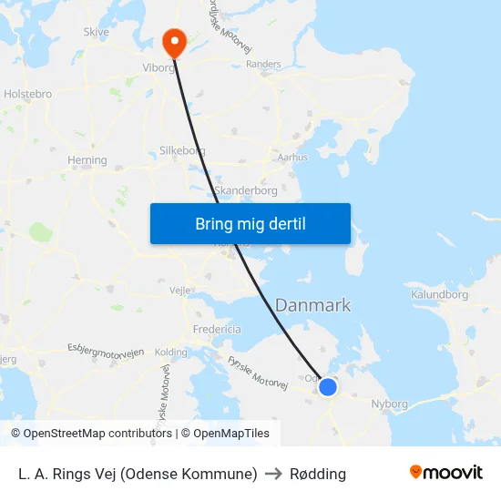 L. A. Rings Vej (Odense Kommune) to Rødding map