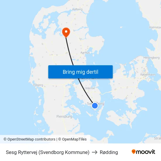 Sesg Ryttervej (Svendborg Kommune) to Rødding map