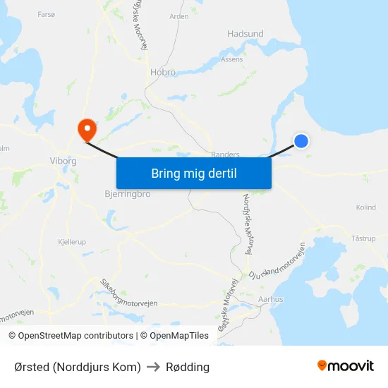 Ørsted (Norddjurs Kom) to Rødding map