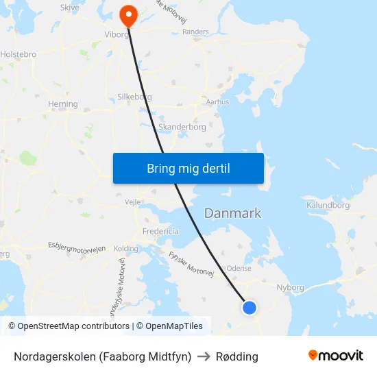 Nordagerskolen (Faaborg Midtfyn) to Rødding map