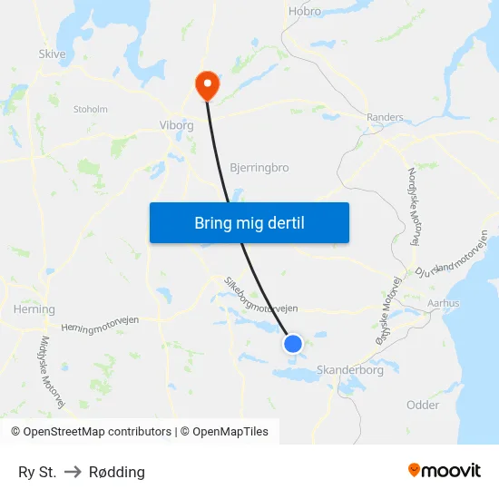 Ry St. to Rødding map