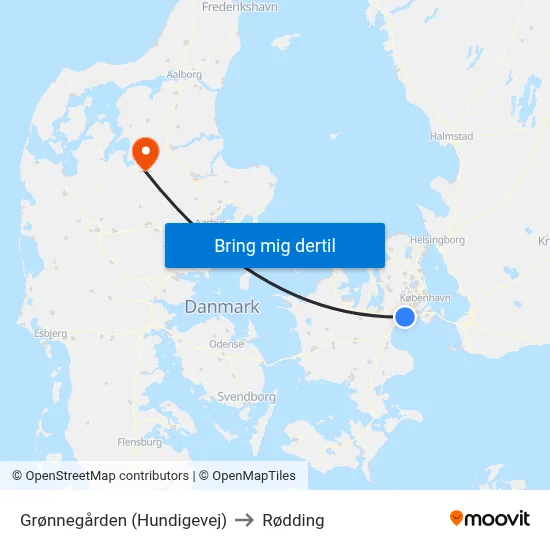 Grønnegården (Hundigevej) to Rødding map