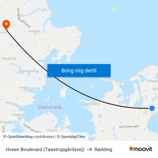 Hveen Boulevard (Taastrupgårdsvej) to Rødding map