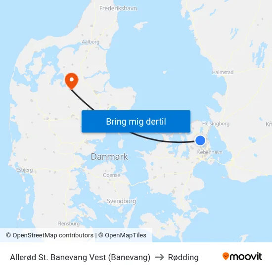 Allerød St. Banevang Vest (Banevang) to Rødding map
