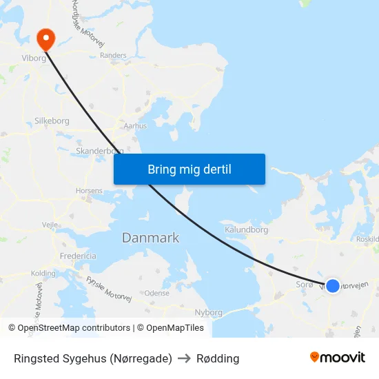 Ringsted Sygehus (Nørregade) to Rødding map