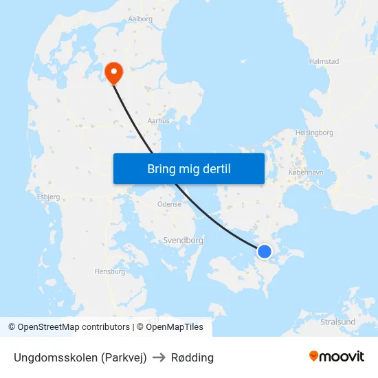 Ungdomsskolen (Parkvej) to Rødding map