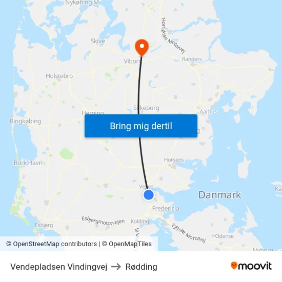Vendepladsen Vindingvej to Rødding map