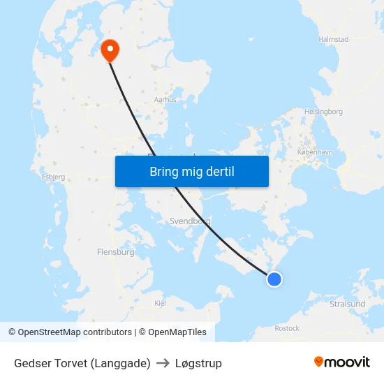 Gedser Torvet (Langgade) to Løgstrup map