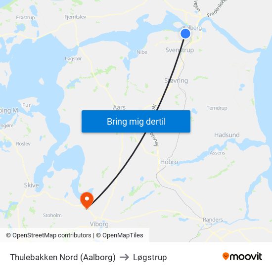 Thulebakken Nord (Aalborg) to Løgstrup map