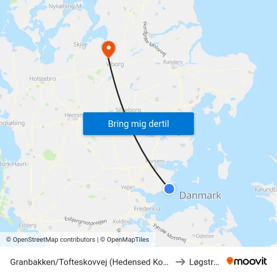 Granbakken/Tofteskovvej (Hedensed Kom) to Løgstrup map