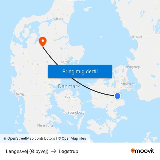 Langesvej (Ølbyvej) to Løgstrup map