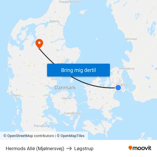 Hermods Allé (Mjølnersvej) to Løgstrup map