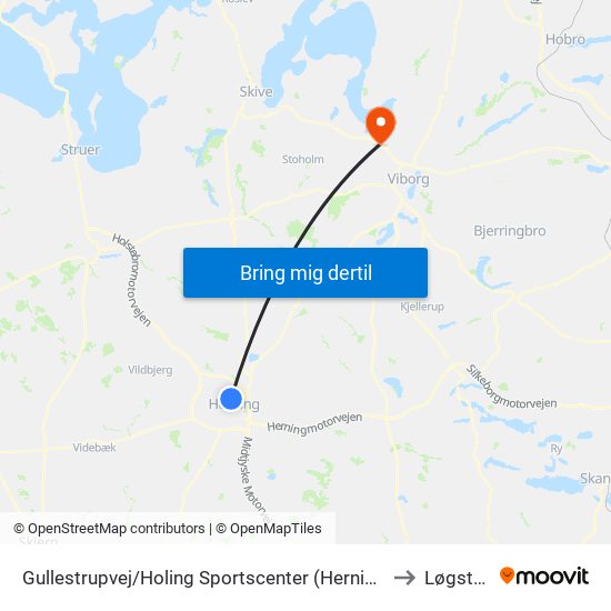 Gullestrupvej/Holing Sportscenter (Herning Kom) to Løgstrup map